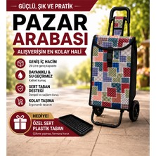Köklü Züccaciye Su Geçirmez Ekose Pazar Arabası 29 Lt Geniş Hacimli Özel Sert Taban Destekli Alışveriş Arabası
