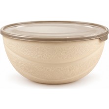 Sihome Kapaklı Saklama ve Karıştırma Kabı 23X11 cm – Sert Plastik Mutfak Saklama Kabı – Bej