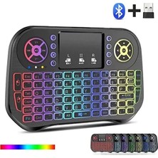 Zenviaa Zk-08 Rgb Işıklı Mini Kablosuz Klavye Touchpad Bluetooth ve 2.4g Smart Tv Kumandası Znv2