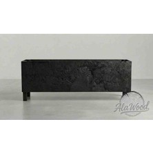 Ala Wood Modern Siyah Tasarım Ayakli Ahsap Saksı