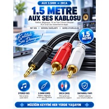 Pemberton 1.5 Metre / 3.5mm 2rca Stereo Splitter Aux Jak Kablosu DVD Tv CD Ses Kablosu / Profesyonel Av Kablosu
