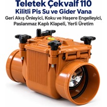 Teletek Çekvalf 110 Kilitli Pis Su ve Gider Vana Geri Akış Önleyici, Koku ve Haşere Engelleyici, Paslanmaz Kaplı Klapeli, Yerli Üretim