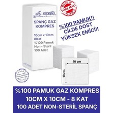 Ağaoğlu Spanc Gazlı Bez 10x10cm 8 Katlı 100 Adet - Yüksek Emici, Yapışmayan, Nefes Alabilir %100 Pamuk Yara Pansuman Pedi (Gaz Kompres)