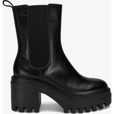 Calvin Klein Kadın Kalın Topuklu %100 Deri Rahat Taban Siyah Bot & Bootie YW0YW01547-0GJ