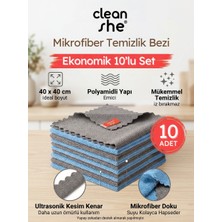 Cleanshe Ekonomik Temizlik Bezi Seti | 10'lu | Ultrasonik Kenar | Polyamidli Kumaş