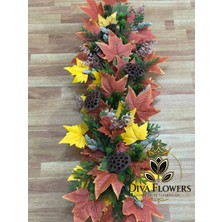 Dıva Flowers Sonbahar Konseptli Yapay Tağ Çiçeği (100X35 Cm) – Kapı Süsü & Garsonyer Dekoru- Yaprak & Kozalak Temalı