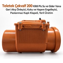 Teletek Çekvalf 200 Kilitli Pis Su ve Gider Vana Geri Akış Önleyici, Koku ve Haşere Engelleyici, Paslanmaz Kaplı Klapeli, Yerli Üretim