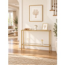 Teknor Gold Metal Gövdeli Şeffaf Camlı Dekoratif Konsol 100*20*85 cm