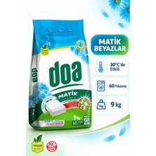 Doa Matik 9 kg Beyazlar İçin Toz Deterjan 60 Yıkama Güçlü Temizlik ve Ferah Koku