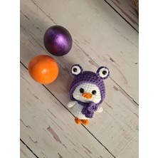 On Marifet Yün ve Hobi Dünyası Amigurumi Örgü Oyuncak Mor Şapkalı Ördek Anahtarlik