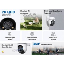 TP-Link Tp-Lınk 4mp Pt Speeddome 3.2mm Wıfı Kablosuz Pan/tilt Starlight IP66 Aı Ip Kamera Tapo TC42