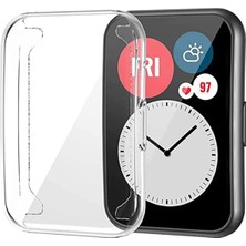 Str Store Huawei Watch Fit 2 Akıllı Saat ile Uyumlu Tpu Çerçeveli Tam Kaplayan Toz ve Kirden Koruyan Ekran Koruyucu Çerçeveli Kılıf (Şeffaf)