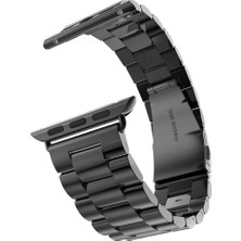 Str Store Apple Watch ile Uyumlu Metal Kordon 42MM 44MM 45MM 46MM 49MM (Siyah)