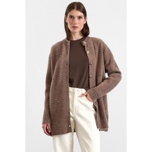 Olcay Inci Detaylı Soft Kumaş Triko Hırka Vizon 8296