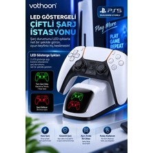 Str Store Ps5 Dualsense Uyumlu Çiftli Şarj Istasyonu Hızlı Şarj Standı LED Şarj Göstergeli