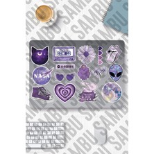 Str Store Purple Aesthetic Temalı Sticker Etiket Seti 2 - Mor Sticker - Laptop Notebook Telefon