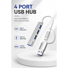 Str Store 4 Port Usb-C Hub USB 3.0 Adaptör Tablet Pc MacBook Uyumlu AC809