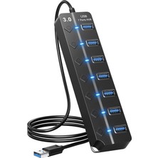 Str Store GA56 USB 3.0 7 Port 5 Gbps Çoklayıcı Switch Splitter Hub 1.2 Metre Kablo Açma Kapama Düğmeli
