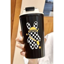Str Store 316 L Çelik Siyah Tavşan Figür 400 ml Kahve El Termos Mug CIN483SY