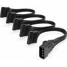 Str Store Primex PX-4355 Molex To Sata Power Çoklayıcı Kablo, 4 Pin Ide Psu To 5 Port Sata Güç Kablosu, 60 CM%100 Saf Bakır HDD SSD DVD Güç Bağlantı Kablosu, Pc Kasa Içi Sata Power Splitter