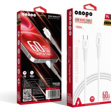 Str Store Onopo iPhone Uyumlu Type-C To Lightning 20W Pd Hızlı Şarj ve Data Kablosu 1 Metre - P4 | 8 Pinli Smart Kablo | Beyaz