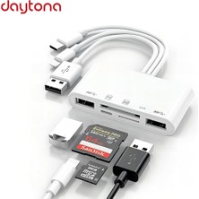 Str Store NK1032 Pro Type-C Lightning Usb-A To 2x Usb3.0 Sd Tf Pd Kart Okuyucu Çevirici Hub Adaptör