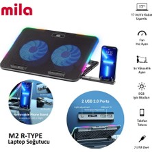 Str Store Classone Serisi M2 R-Type Rgb Işıklı, 2 Büyük Fan, Telefon Standı,2 USB Notebook Soğutucu Stand