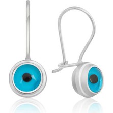 Bersel Butik Gümüş Göz Sallantılı Rodyum Nazar Küpe