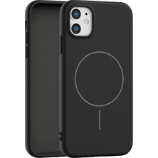 Str Store iPhone 12 Uyumlu Magsafe Güçlü Manyetik Kadife Iç Yüzeyli Kamera Korumalı Ince Silikon Telefon Kılıfı - (Siyah)