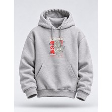 North Whiskers Japon Tarzı Dragon Baskılı Unisex Hoodie – Streetwear Kapüşonlu Sweatshirt