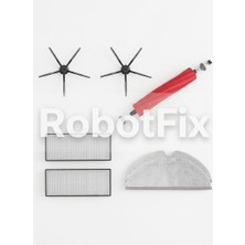 RobotFix Roborock Q7 Max Robot Süpürge Uyumlu Yedek Parça Seti, 2 Yan Fırça, 2 Hepa Filtre, 1 Ana Fırça, 2 Paspas, 7 Li Set