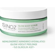 Sinoz Nemlendirici, Arındırıcı ve Aydınlatıcı Glow Vücut Peelingi %5 Glikolik Asit 200 gr