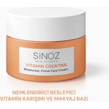 Sinoz Vitamin Kokteyl-Nemlendirici Besleyici Onarıcı Yüz Kremi (Vitamin C+ B3 +B5 +E) ve Makyaj Bazı 50ML