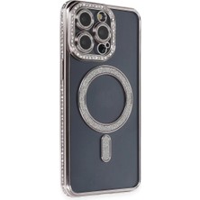 Str Store Apple iPhone 14 Pro Kılıf Joke Simli Magneticsafe Kılıf - Gri