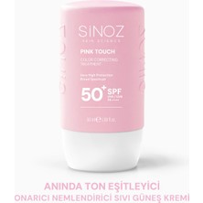 Sinoz Pink Touch Anında Ton Eşitleyici Leke Karşıtı SPF50+ Pembe Sıvı Yüz Güneş Kremi PA++++ 50ml