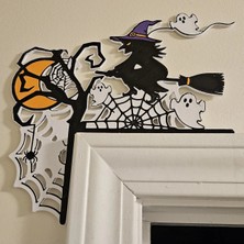 Szd Design Cadılar Bayramı Halloween Süpürgeli Cadı Kapı ve Pencere Köşe Dekoru