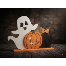 Szd Design Hayalet Balkabağı Kedi Figürlü Dekoratif Obje Cadılar Bayramı Süs Obje Halloween