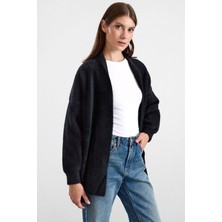 Olcay Salaş Soft Kumaş Triko Hırka Siyah 8299