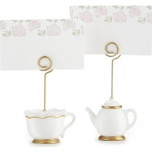 Str Store Yer Kartı Tutucuları, Çay Vakti Tuhaflığı, Çaydanlık ve Çay Fincanı, Servis Kartları Dahil, 6'lı Set