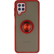 Str Store Samsung Galaxy A22 Kılıf Montreal Yüzüklü Silikon Kapak - Kırmızı