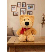 Toys Kırmızı Atkılı Kahverengi Peluş Ayıcık Yumuşak Sevimli Oyuncak 30 cm