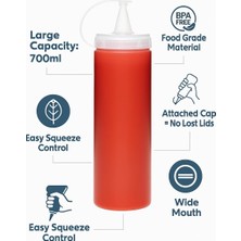 Str Store Şeffaf Yağdanlık 700 ml Sızdırmaz Kapaklı Sosluk Sirkelik Sıvı Yağ ve Sos Şişesi Pratik Kullanımlı Mutfak Sunum Kabı Geniş Ağızlı Dökme Şişe