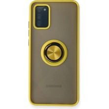 Str Store Samsung Galaxy A02S Kılıf Montreal Yüzüklü Silikon Kapak - Sarı