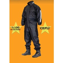 Freedom Storee Erkek Motorcu Cepli Kurye Su Gecirmez Yağmurluk Takım - Siyah