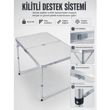 TKÇ 4 Kişilik Katlanabilir Kamp Masası Seti 4 Tabureli 50-65 cm Ayarlanabilir Yükseklik Ab
