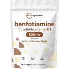 Micro Ingredients Vitamin B1 Benfotiamine 600MG Per Serving, 240 Coconut Oil Softgels | Bioavailable B Vitamins Supplement, Converted To Active Thiamine | Non-Gmo, Soy Free