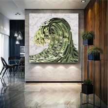 Şehzat Design Coin ve Dolar Banknot Paradan Dalga Finans Sektörü Kanvas Tablo AR030200