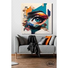 Şehzat Design Tekli Kare Kanvas Salon Yatak Odası Kuaför Güzellik Salonu Duvar Tablosu Mavi Göz Illüstrasyon