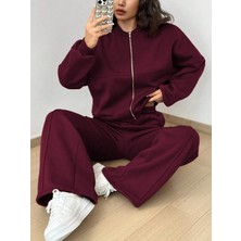 Trend Metkar Kadın Uzun Kollu Önden Fermuarlı Modal Bluz ve Pantolon Ikili Takım