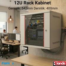 Lande 19" 12U Duvar Tipi Rack Kabinet – 542 × 400 mm – Açık Gri – Demonte - LN-STB12U5440LG